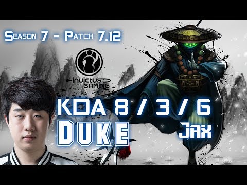 IG Duke JAX vs KLED Top - Patch 7.12 KR Ranked