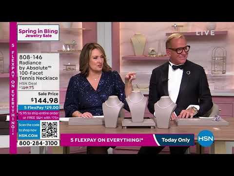 Radiance by Absolute Sterling Silver 100Facet  Tennis Ne...