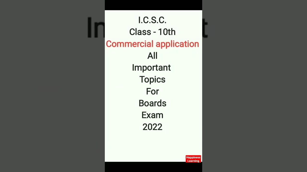 icse class-10th commercial application imp topic for board exam 2022😊