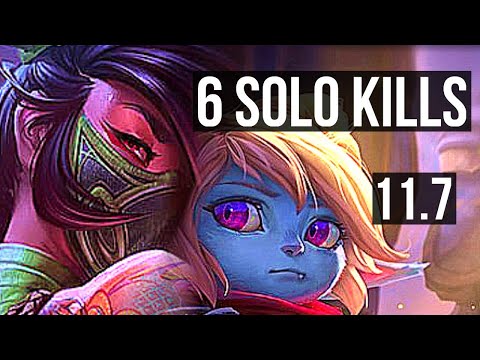 AKALI vs POPPY (TOP) | Legendary, 6 solo kills, 22/3/7, 300+ games | KR Grandmaster | v11.7