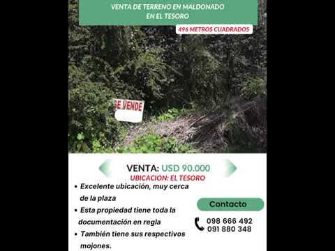 VENTA DE TERRENO EN EL TESORO MALDONADO