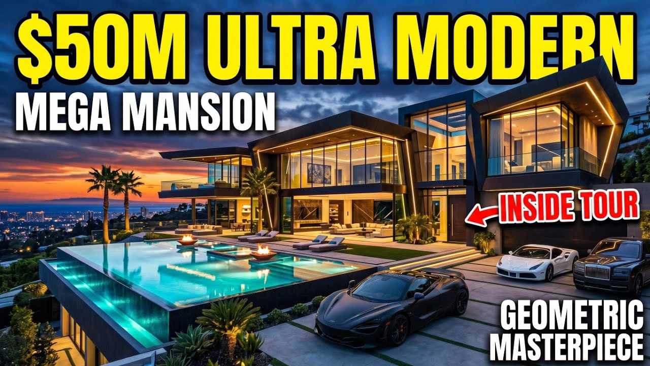 Inside a $50M Ultra Modern Mega Mansion | Billionaire Luxury Villa Tour (Geometric Masterpiece)