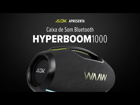 Video thumbnail of Caixa de Som Portátil Waaw by Alok Hyperboom 1000 180W RMS Bluetooth IPX7 à Prova dágua