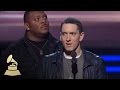 Eminem Accepting The GRAMMY For Best Rap Album At The 53rd GRAMMY Awards GRAMMYs