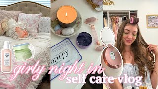 girly sleepover vlog 💗 at-home facial, pinterest nails, moodboards & girl talk 🧖🏼♀️🍵🫧💗