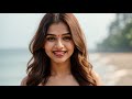 4K Indian Fashion Show AI Art Lookbook Model Sea With Boat Beach