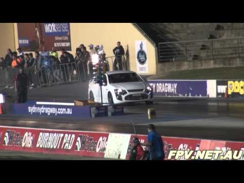 FORD FG F6 TURBO RUNS 11.99 @ 117 MPH AT SYDNEY DRAGWAY 29.8.2012