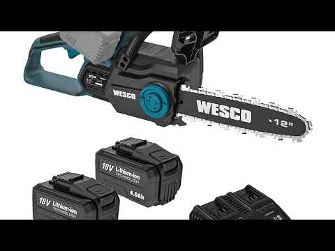 WESCO 36V Akku Kettensäge, 18V x 2 4,0 Ah Kettensäge Akku,