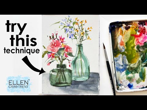 Watercolor techniques for glass vases