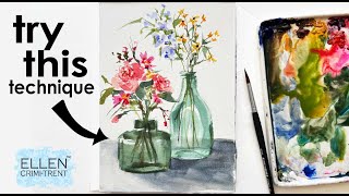 Watercolor techniques for glass vases