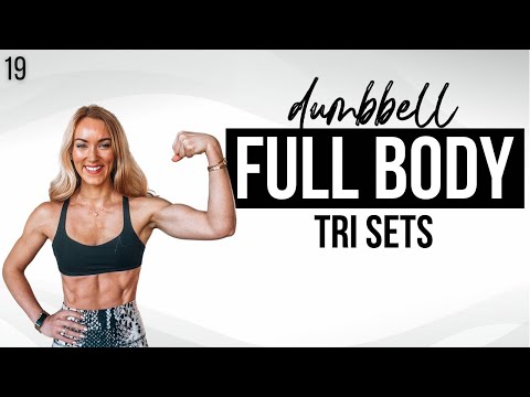 💥 45 Min Full Body Workout at Home With Dumbbells | Tri Sets | Strong Day 19