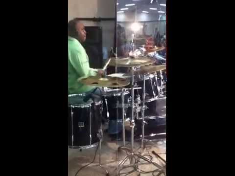 Luther Harris on percussion backing up C. Ashley Brown "Jesus Will"