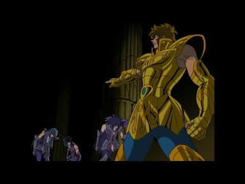 aioria mandando a volar a saga camus y shura