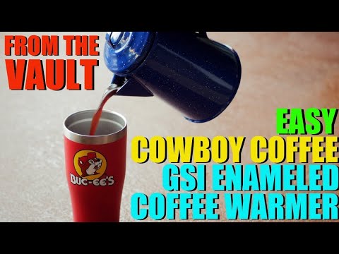 COWBOY COFFEE in the GSI Enameled Coffee Warmer - From the Vault!