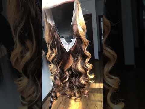 13x4 HD Lace Frontal Wig Ombre Highlight Brown and...