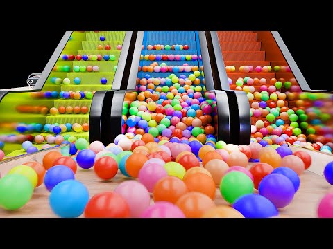 10,000 Colored Balls on Escalator. Marble race. Satisfying relaxed balls.