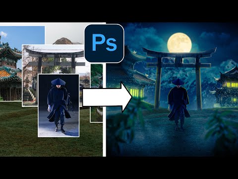 MOON LIGHT SAMURAI - Speed Art in Photoshop Under 20min.