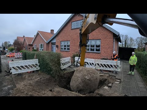 Digging a Massive Stone for Sewer Installation #hugerock