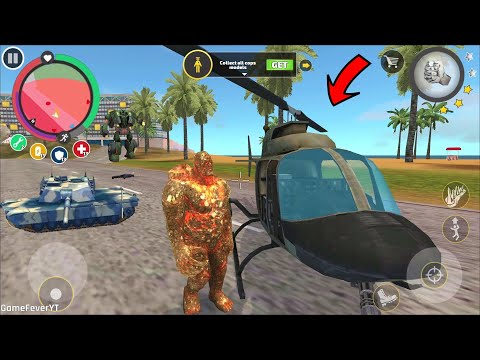 Rope Hero Vice Town (Stone Giant Destroy Police Helicopter) Man with Stone Spikes - Gameplay HD