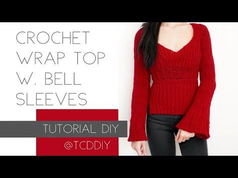 , title : 'Crochet Wrap Top with Bell Sleeves | Tutorial DIY'
