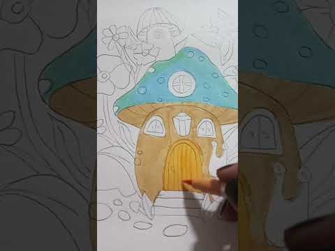 fairies mushroom house color work by umama#creative #art #pencil #drawing #artandcraft # house
