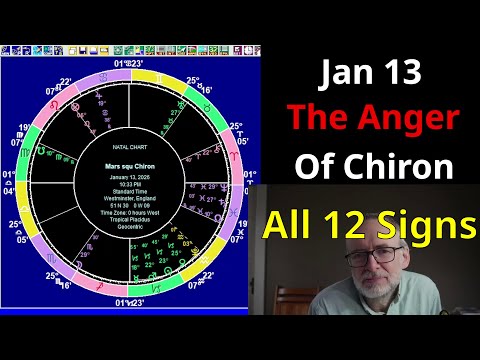 Tues January 13 2026 astrology, ALL 12 SIGNS, Mars sq Chiron