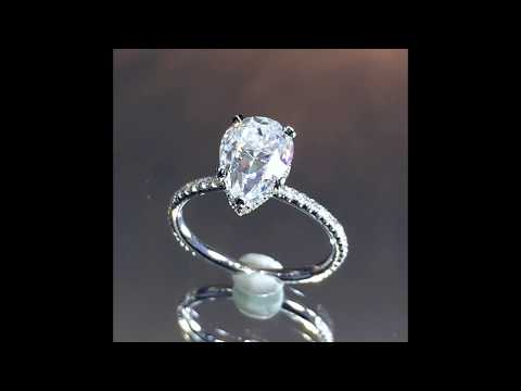 2.10 ct Pear Shape Moissanite Engagement Ring