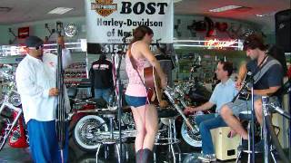 The Rachael Morgan Perry Band playing Bost Harley Davidson showroom