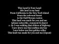 This Land Is Your Land instrumental Karaoke backing track trax Lyrics Words  sing along music song