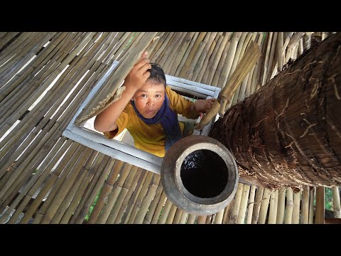 I Build The Most Survival Bamboo Swimming Pool Under Palm Tree House Villa with Garden