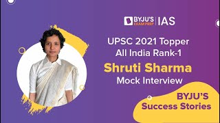 Shruti Sharma AIR-1  UPSC/IAS 2021 Topper  BYJU’