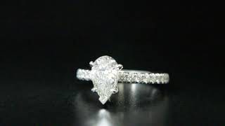 Natural Pear Cut U-Pave Diamond Engagement Ring - GIA Certified