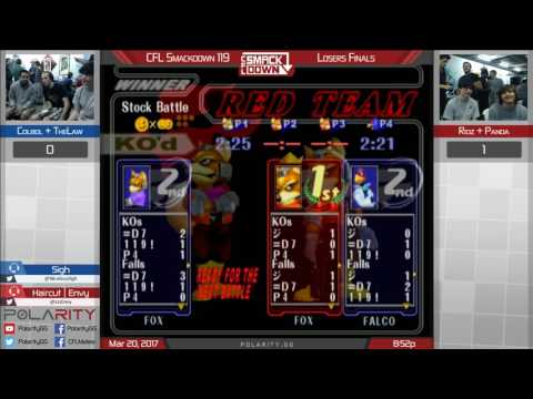 CFL Smackdown 119 Melee - Colbol + TheLaw vs Ridz + Panda - Doubles Losers Finals