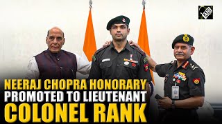 Rajnath Singh, Army chief honour Olympic Champion Lt Col (Hony) Neeraj Chopra at pipping ceremony