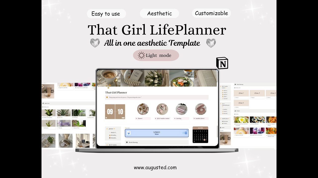 that girl notion template all in one life planner aesthetic notion