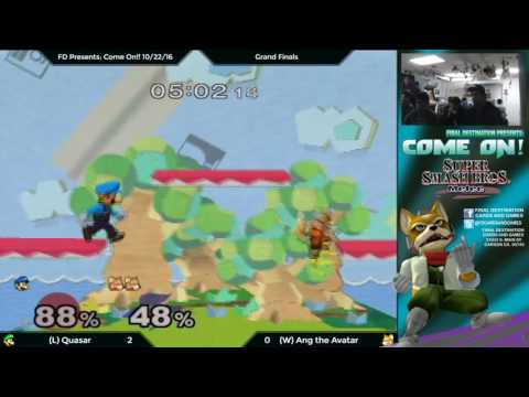 FD Presents: Come On!! 10/22/16 Singles - Grand Finals: Ang (Fox/Marth) vs. Quasar (Luigi)