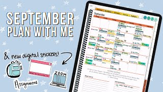 PLAN WITH ME | September 2021 iPad Digital Planner Setup in Goodnotes + NEW Student Digital Stickers