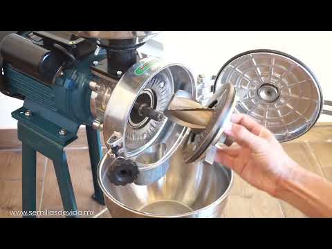 SVM-160 2-in-1 Electric Mill Operation, Metal and Stone Discs, Seeds of Life