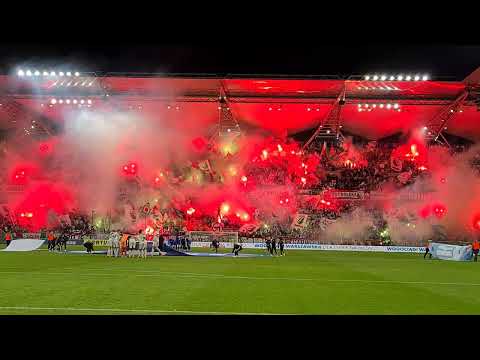 Legia Warszawa fans with massive pyro show vs Stal Mielec
