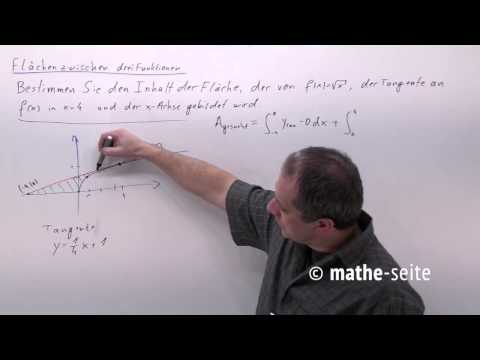 Fläche zwischen drei Funktionen berechnen / eingeschlossene Fläche, Beispiel 5 | A.18.04