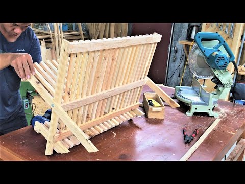 Cool Design Ideas Pallets Woodworking Projects // Compact & Foldable Dish Shelf