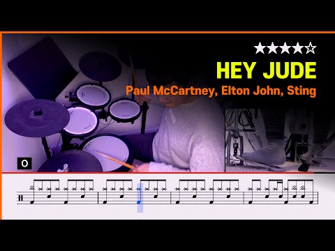 [Lv.14] Hey Jude -  Paul McCartney, Elton John, Sting (★★★★☆) Pop Drum Cover with Sheet Music