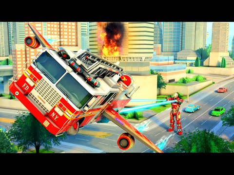 Flying Firefighter Truck Transform Robot Games # android gameplay