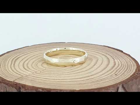 A video of 14K Gold Hammer Finished Wedding Band