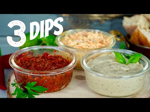 3 türkische Dips / Meze mit Gemüse / Gemüsedips / passende Grillbeilagen