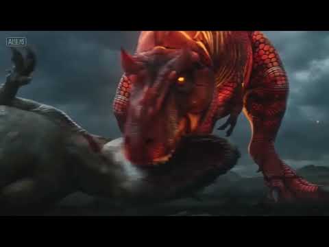 Kaiju T. Rex Emperor Chiwei vs 2 ARK Carcharodontosaurus (AI-generated) 怪兽级霸王龙炽威大帝灭杀两头方舟鲨齿龙