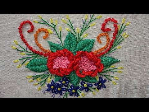Hand embroidery-cast on stitch flowers-leisha's galaxy.
