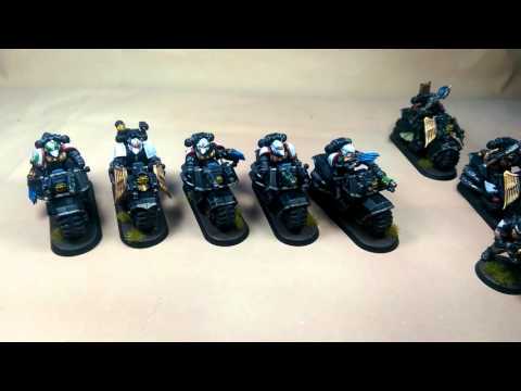 Warhammer 40k Raven Guard Space Marine Biker Command Squad, Librarians and Scouts.