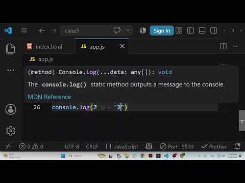 Javascript Class 5 Comparison Operators