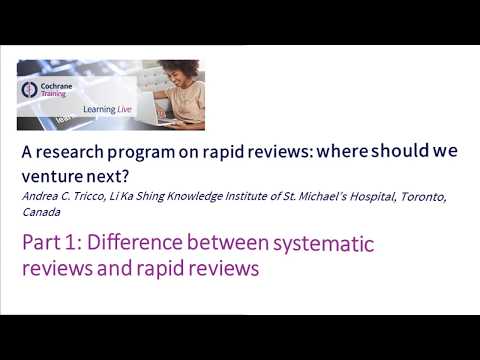 Part 1: Difference between systematic reviews and rapid reviews